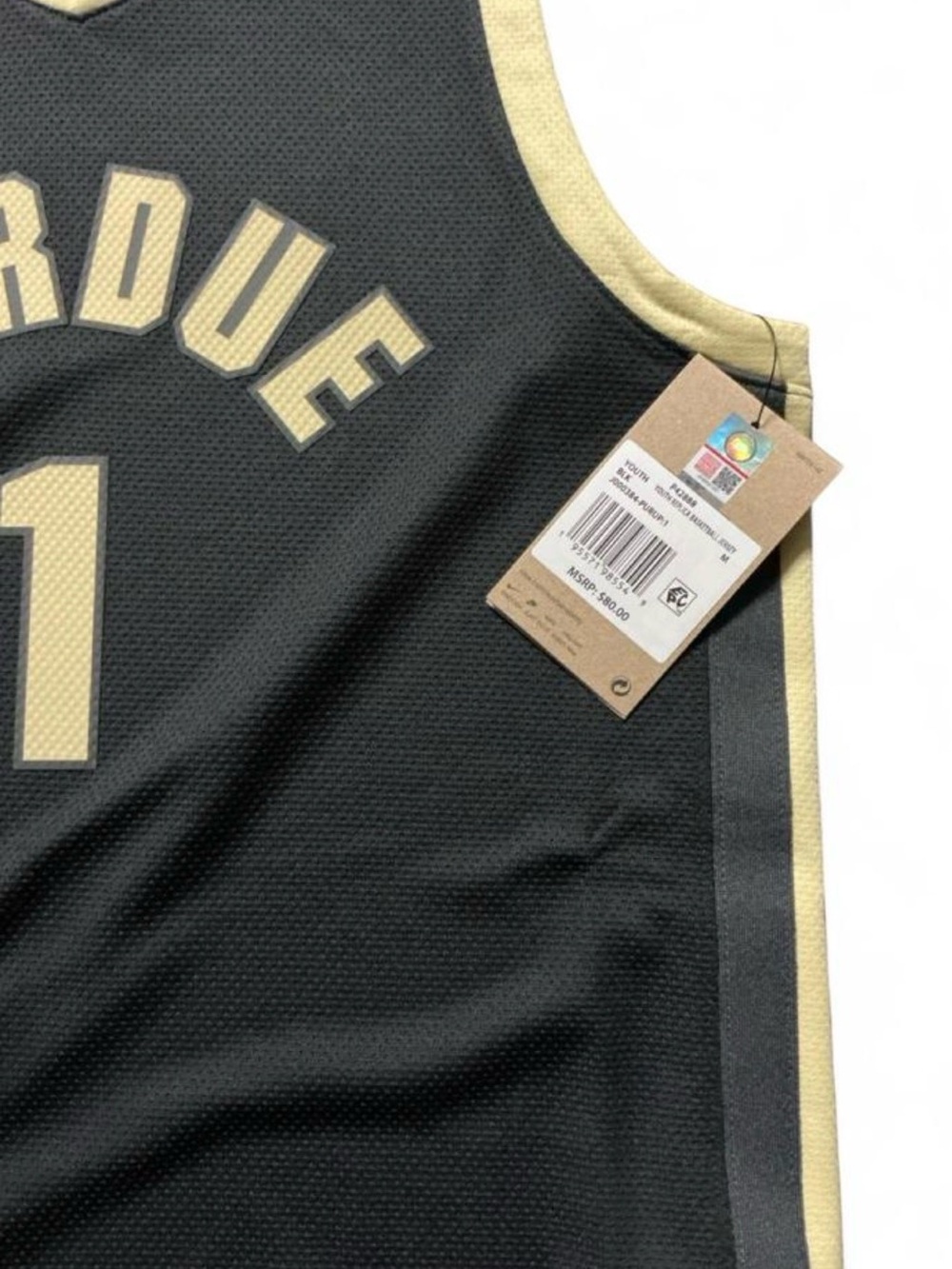 Nike Black and Gold Purdue #1 Basketball Jersey NWT Medium Youth - Picture 2 of 3